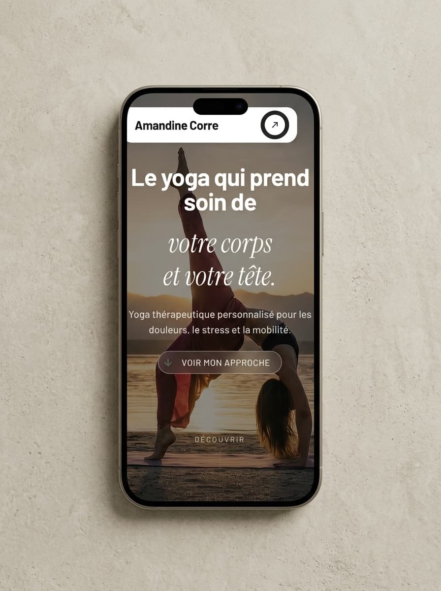 Site vitrine yoga optimisé pour smartphone